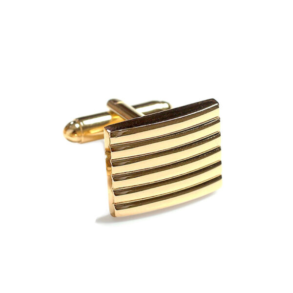 Gold Ridged Rectangle Cufflinks The Cufflink Club