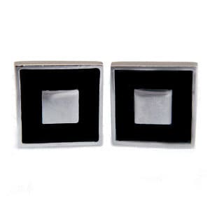 Black Squares with Silver Centre Cufflinks
