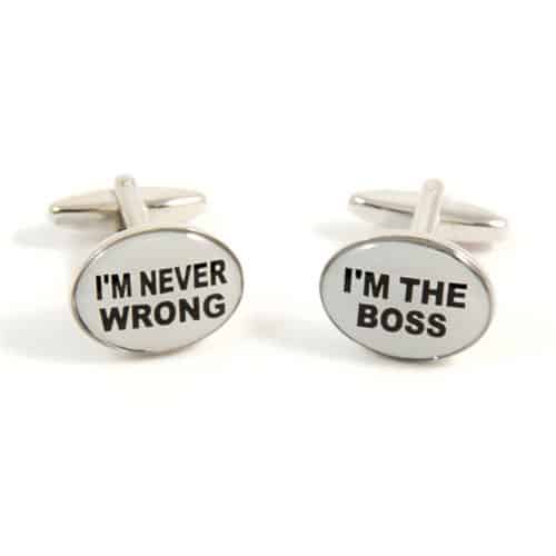 I'm Never Wrong.  I'm The Boss Cufflinks