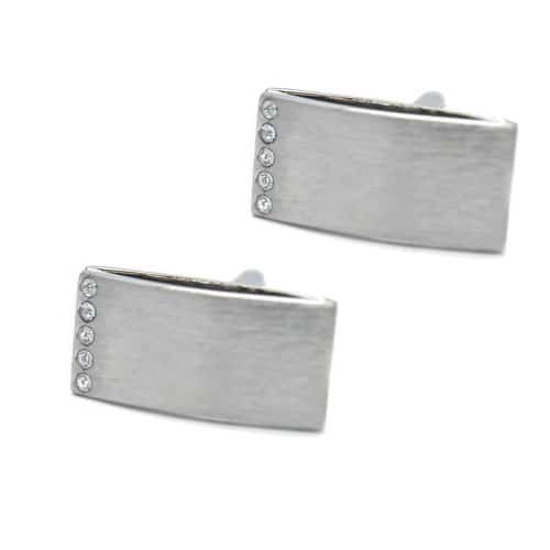 Rectangular Stainless Steel with diamond detail Cufflinks