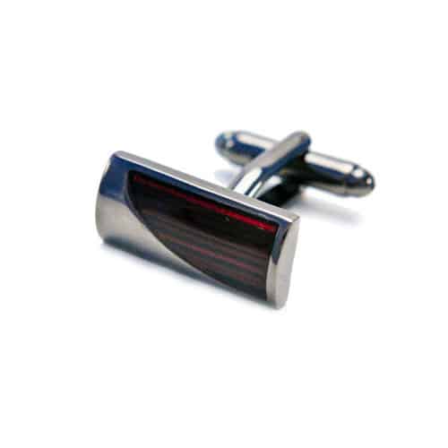 Red Striped Rectangle Cufflinks
