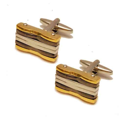 Three Tone Rectangular Cufflinks