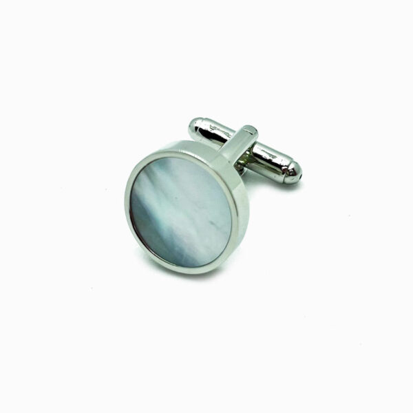 Round Silver Mother of Pearl Cufflinks The Cufflink Club